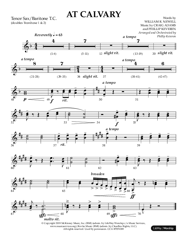 At Calvary (Choral Anthem SATB) Tenor Sax/Baritone T.C. (Lifeway Choral / Arr. Phillip Keveren)