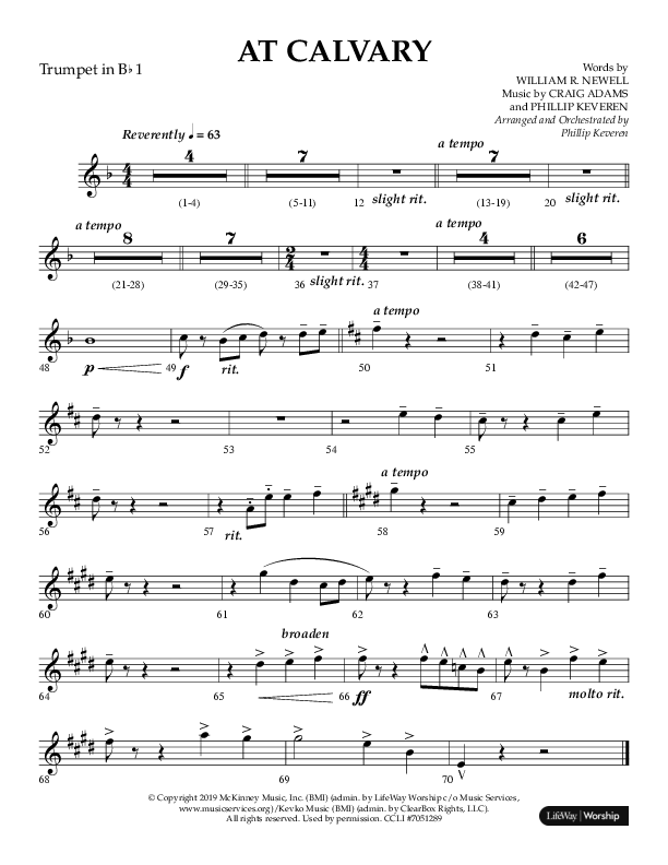 At Calvary (Choral Anthem SATB) Trumpet 1/2/3 (Lifeway Choral / Arr. Phillip Keveren)