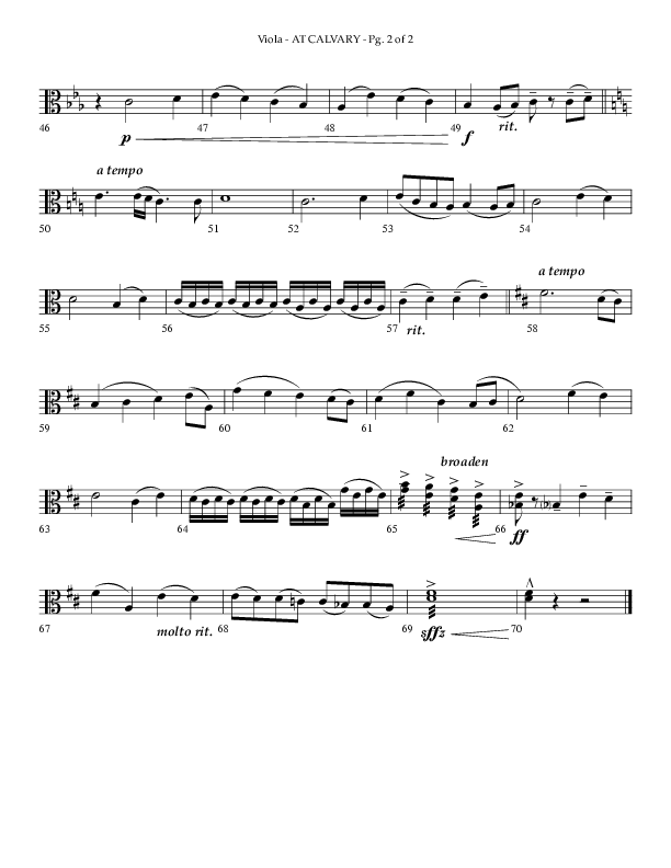 At Calvary (Choral Anthem SATB) Viola (Lifeway Choral / Arr. Philip Keveren)