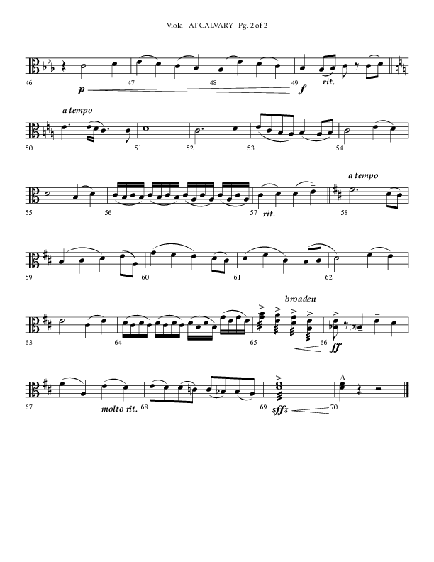 At Calvary (Choral Anthem SATB) Viola (Lifeway Choral / Arr. Phillip Keveren)