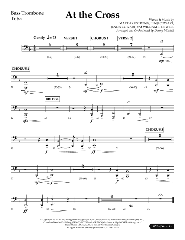 At The Cross (Choral Anthem SATB) Orchestration (Lifeway Choral / Arr. Danny Mitchell)