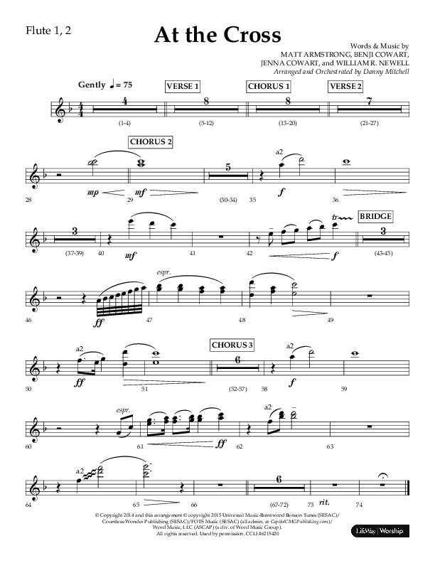 At The Cross (Choral Anthem SATB) Flute 1/2 (Lifeway Choral / Arr. Danny Mitchell)