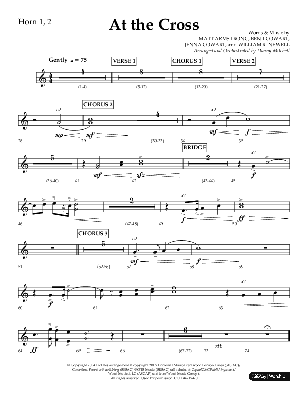 At The Cross (Choral Anthem SATB) French Horn 1/2 (Lifeway Choral / Arr. Danny Mitchell)