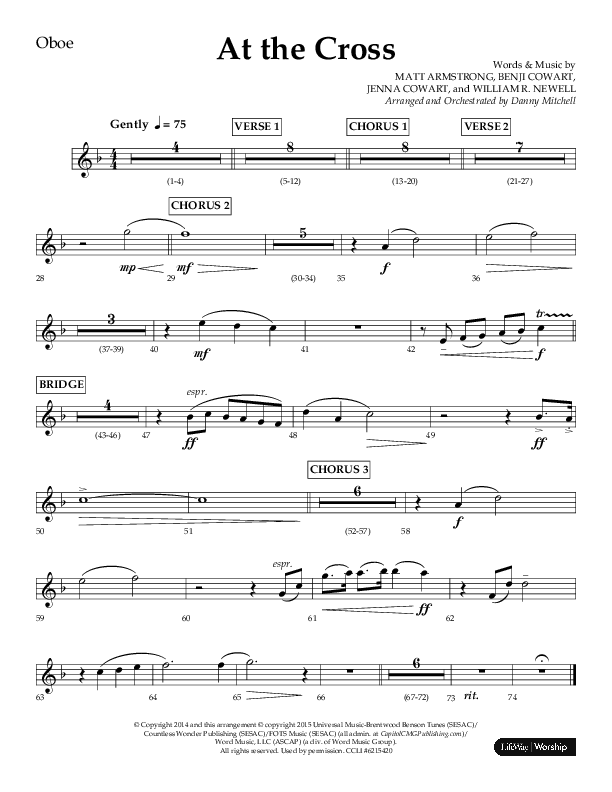 At The Cross (Choral Anthem SATB) Oboe (Lifeway Choral / Arr. Danny Mitchell)