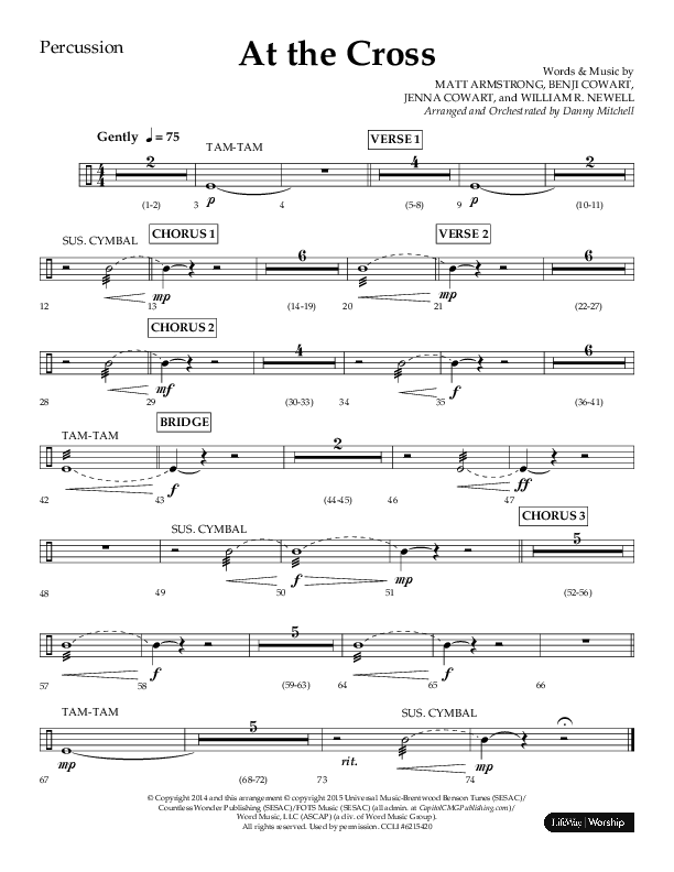 At The Cross (Choral Anthem SATB) Percussion (Lifeway Choral / Arr. Danny Mitchell)