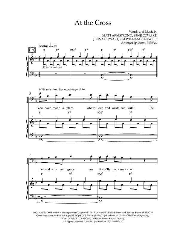 At The Cross (Choral Anthem SATB) Anthem (SATB/Piano) (Lifeway Choral / Arr. Danny Mitchell)