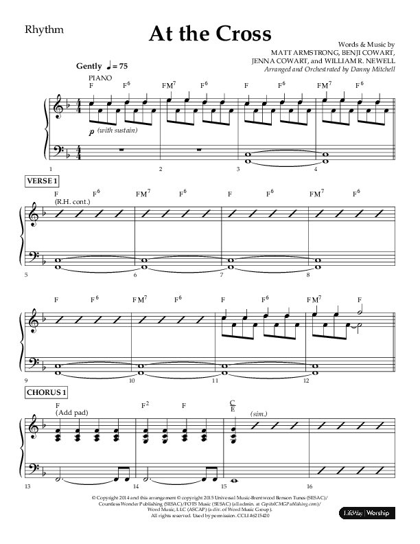 At The Cross (Choral Anthem SATB) Rhythm Chart (Lifeway Choral / Arr. Danny Mitchell)