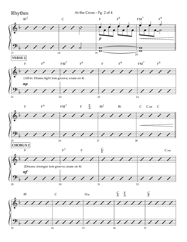 At The Cross (Choral Anthem SATB) Rhythm Chart (Lifeway Choral / Arr. Danny Mitchell)