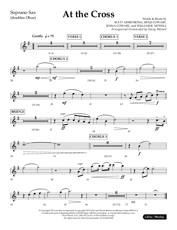 At The Cross (Choral Anthem SATB) Soprano Sax (Lifeway Choral / Arr. Danny Mitchell)