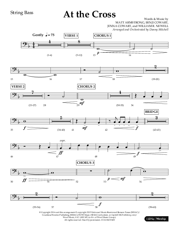 At The Cross (Choral Anthem SATB) String Bass (Lifeway Choral / Arr. Danny Mitchell)