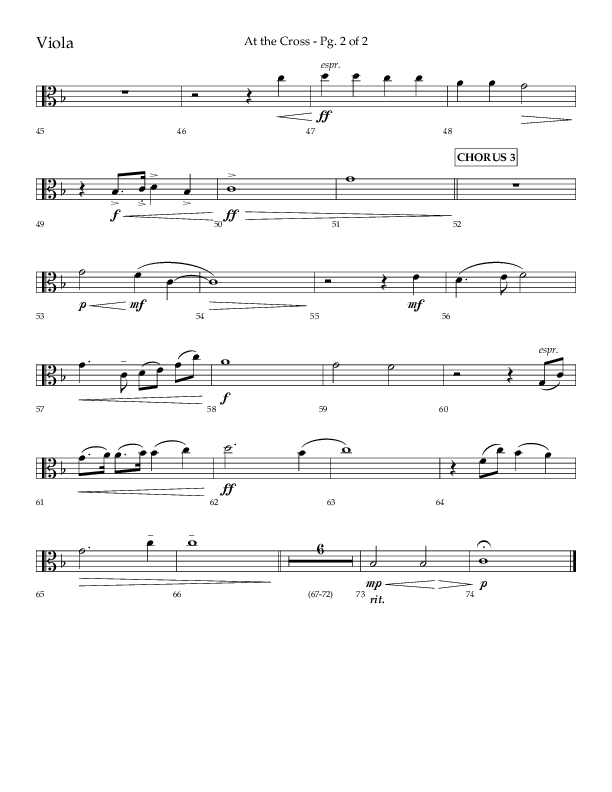 At The Cross (Choral Anthem SATB) Viola (Lifeway Choral / Arr. Danny Mitchell)