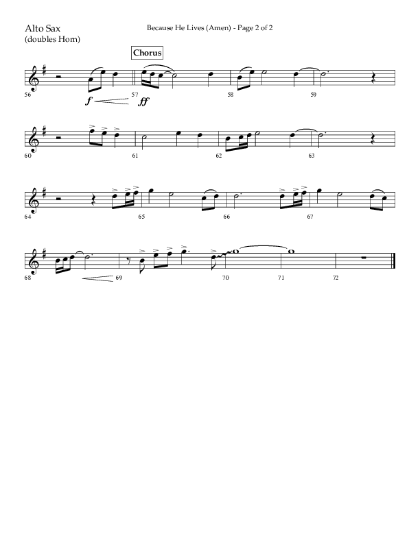 Because He Lives (Amen) (Choral Anthem SATB) Alto Sax (Lifeway Choral / Arr. Camp Kirkland)