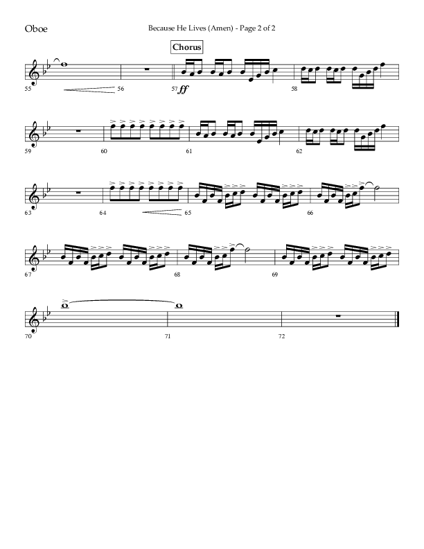 Because He Lives (Amen) (Choral Anthem SATB) Oboe (Lifeway Choral / Arr. Camp Kirkland)