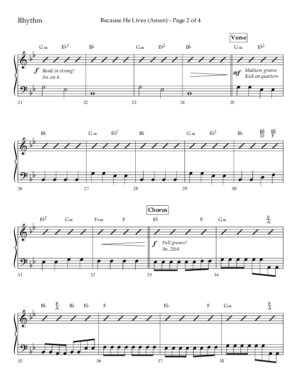 Because He Lives (Amen) (Choral Anthem SATB) Rhythm Chart (Lifeway Choral / Arr. Camp Kirkland)