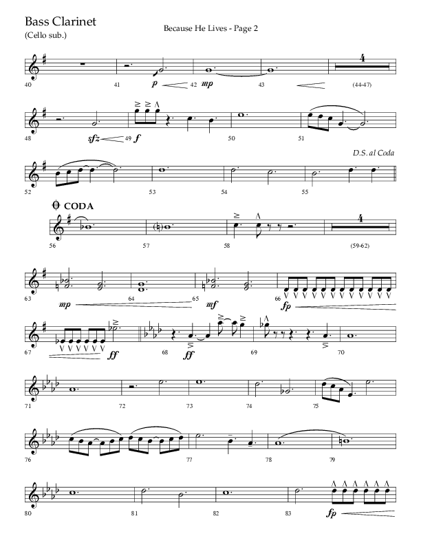 Because He Lives (Choral Anthem SATB) Bass Clarinet (Lifeway Choral / Arr. Cliff Duren)