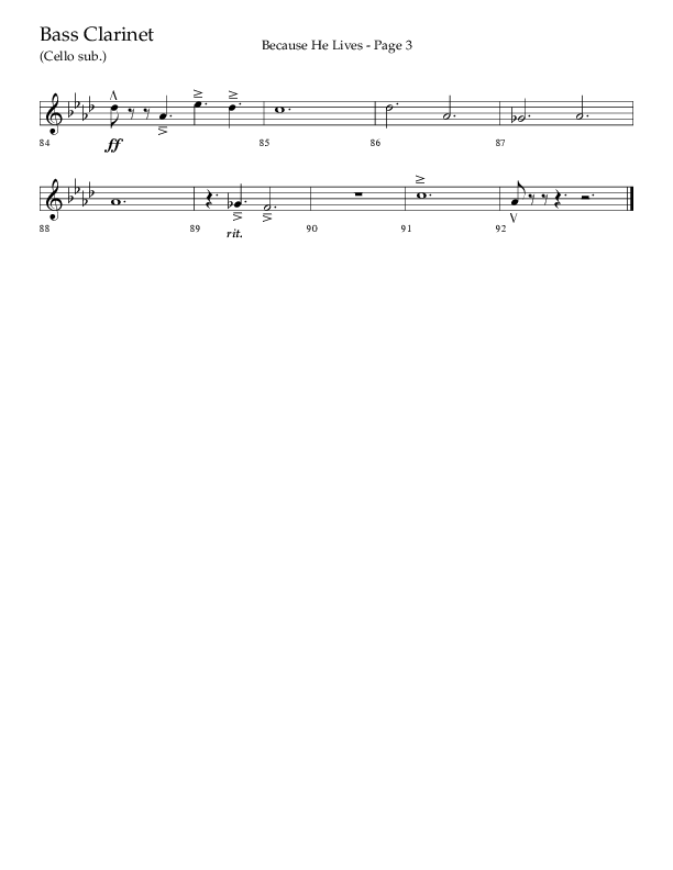 Because He Lives (Choral Anthem SATB) Bass Clarinet (Lifeway Choral / Arr. Cliff Duren)