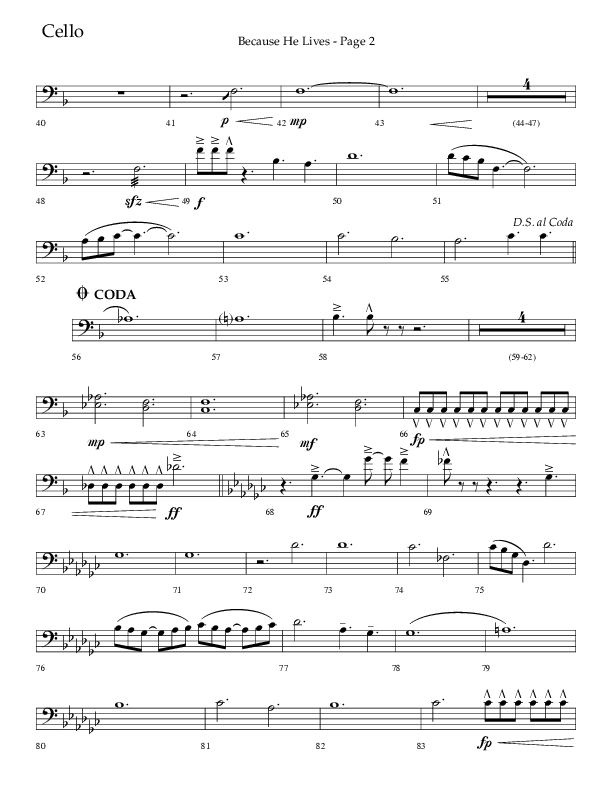 Because He Lives (Choral Anthem SATB) Cello (Lifeway Choral / Arr. Cliff Duren)
