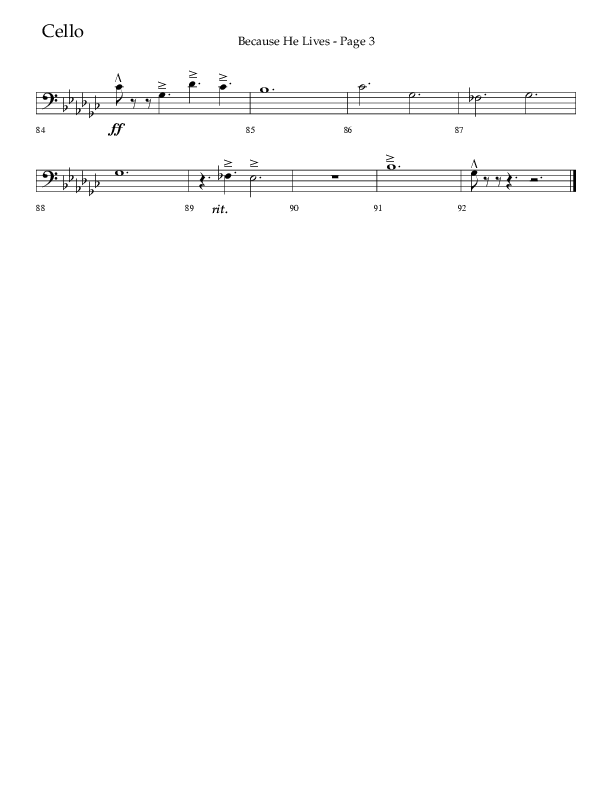 Because He Lives (Choral Anthem SATB) Cello (Lifeway Choral / Arr. Cliff Duren)