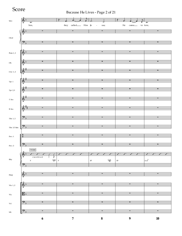 Because He Lives (Choral Anthem SATB) Orchestration (Lifeway Choral / Arr. Cliff Duren)