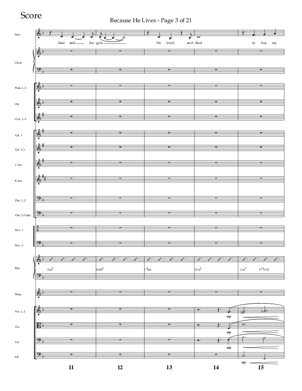 Because He Lives (Choral Anthem SATB) Orchestration (Lifeway Choral / Arr. Cliff Duren)