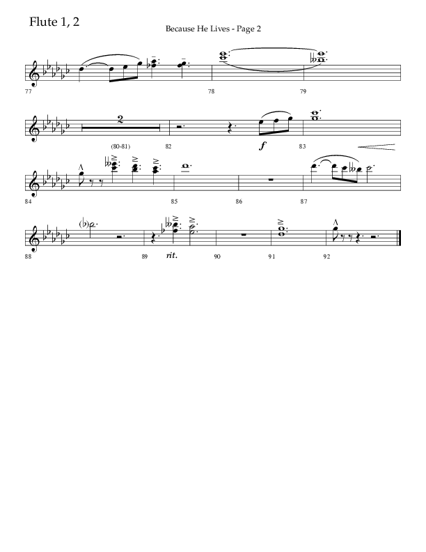 Because He Lives (Choral Anthem SATB) Flute 1/2 (Lifeway Choral / Arr. Cliff Duren)