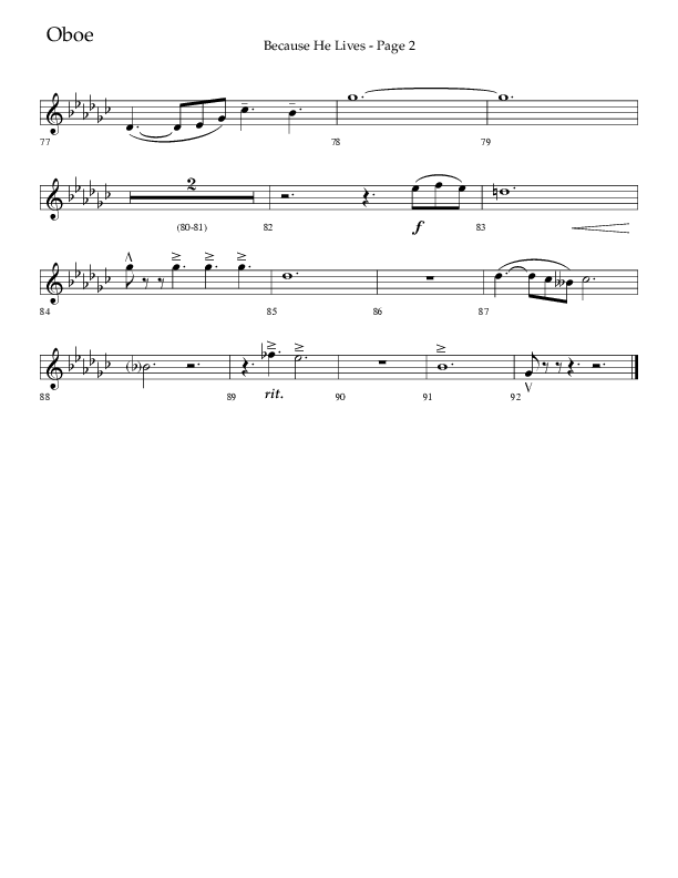 Because He Lives (Choral Anthem SATB) Oboe (Lifeway Choral / Arr. Cliff Duren)