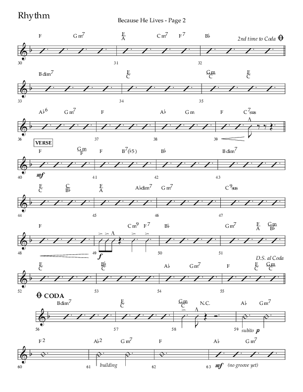 Because He Lives (Choral Anthem SATB) Rhythm Chart (Lifeway Choral / Arr. Cliff Duren)