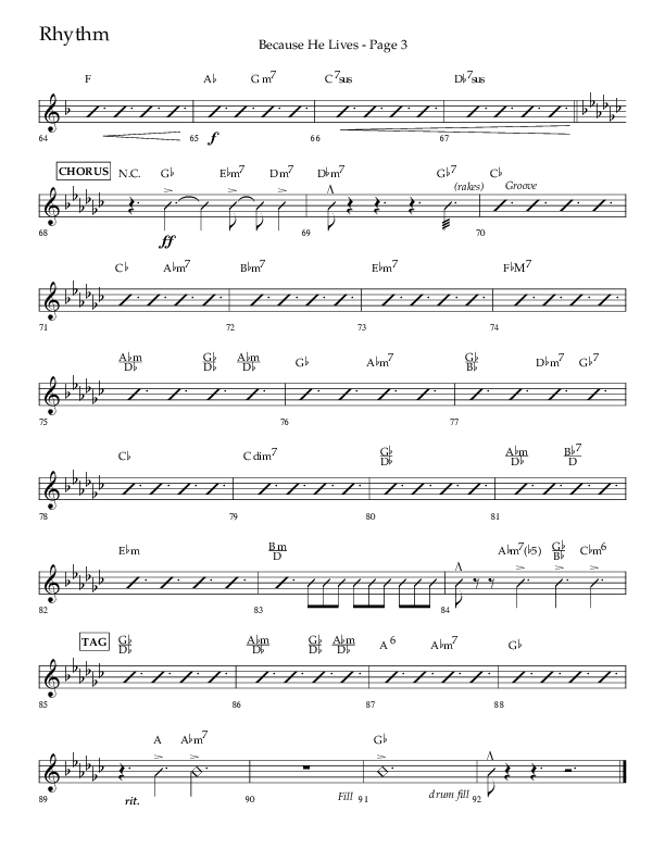 Because He Lives (Choral Anthem SATB) Rhythm Chart (Lifeway Choral / Arr. Cliff Duren)