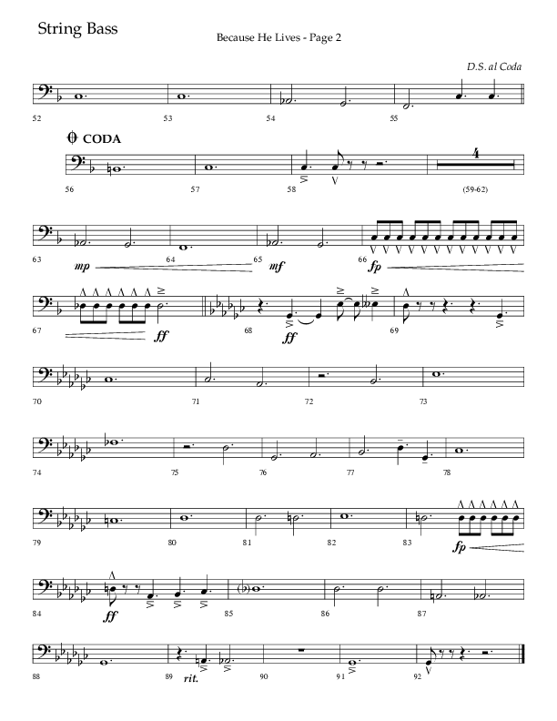 Because He Lives (Choral Anthem SATB) String Bass (Lifeway Choral / Arr. Cliff Duren)