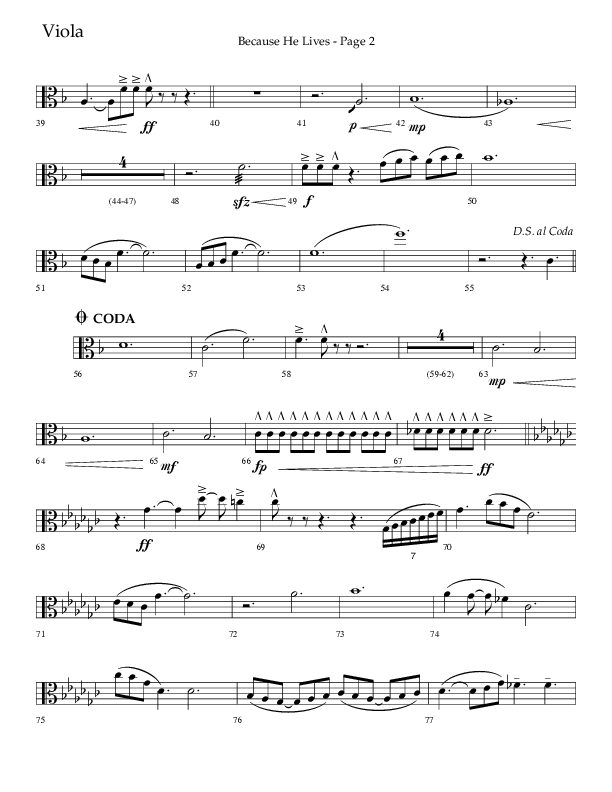 Because He Lives (Choral Anthem SATB) Viola (Lifeway Choral / Arr. Cliff Duren)