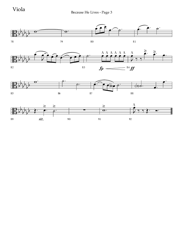 Because He Lives (Choral Anthem SATB) Viola (Lifeway Choral / Arr. Cliff Duren)