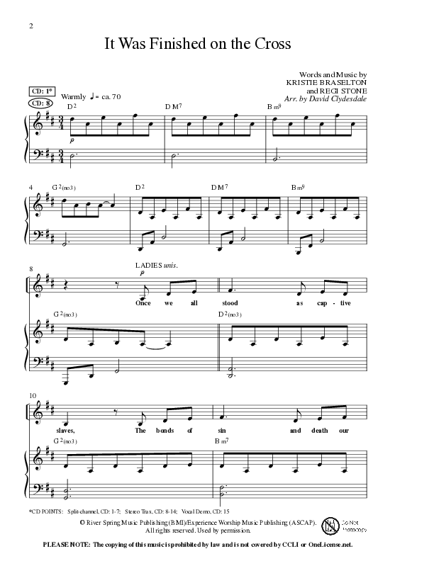 It Was Finished on the Cross (Choral Anthem SATB) Anthem (SATB/Piano) (Lillenas Choral / Arr. David Clydesdale)