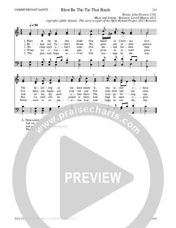 Blest Be The Tie That Binds Hymn Sheet (SATB) (Traditional Hymn)