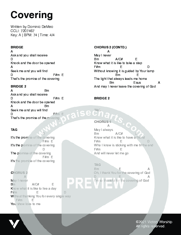 Covering Chord Chart (Victory Worship)