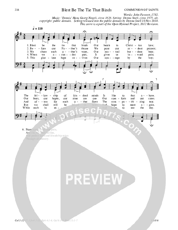 Blest Be The Tie Hymn Sheet (SATB) (Traditional Hymn)