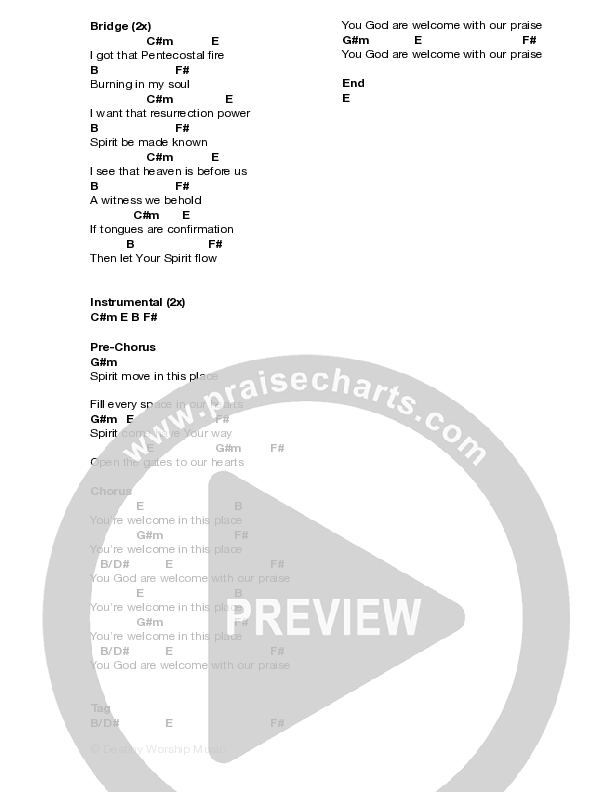 Pentecostal Fire (Live) Chord Chart (Destiny Worship Music)
