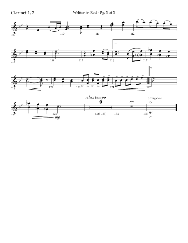 Written In Red (Choral Anthem SATB) Clarinet 1/2 (Lifeway Choral / Arr. Gary Rhodes / Orch. Camp Kirkland)