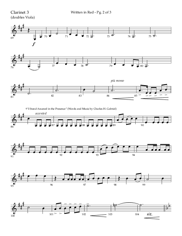 Written In Red (Choral Anthem SATB) Clarinet 3 (Lifeway Choral / Arr. Gary Rhodes / Orch. Camp Kirkland)