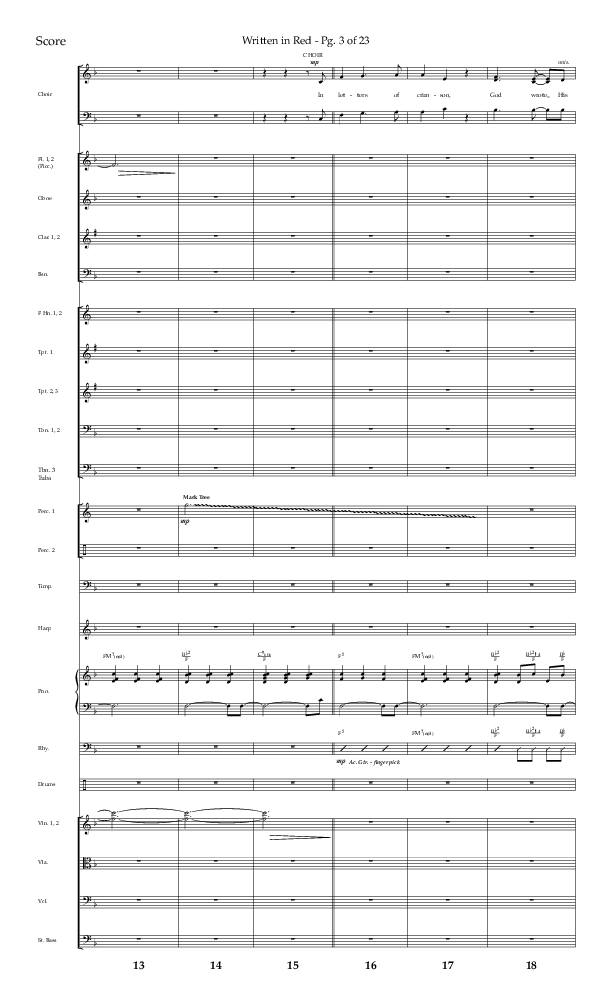 Written In Red (Choral Anthem SATB) Orchestration (Lifeway Choral / Arr. Gary Rhodes / Orch. Camp Kirkland)