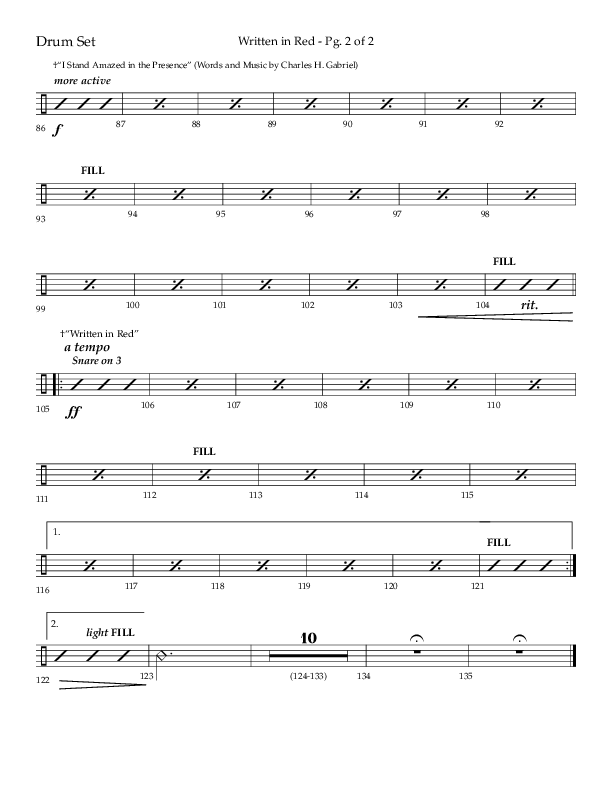 Written In Red (Choral Anthem SATB) Drum Set (Lifeway Choral / Arr. Gary Rhodes / Orch. Camp Kirkland)