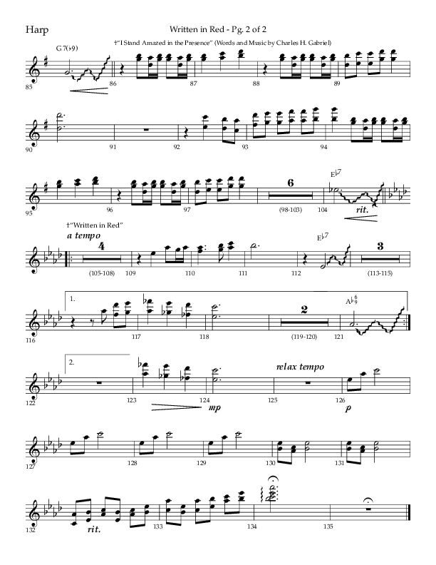 Written In Red (Choral Anthem SATB) Harp (Lifeway Choral / Arr. Gary Rhodes / Orch. Camp Kirkland)