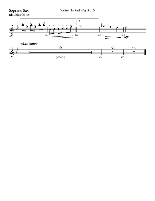 Written In Red (Choral Anthem SATB) Soprano Sax (Lifeway Choral / Arr. Gary Rhodes / Orch. Camp Kirkland)
