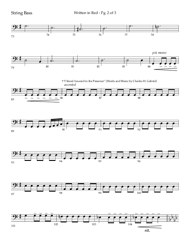 Written In Red (Choral Anthem SATB) String Bass (Lifeway Choral / Arr. Gary Rhodes / Orch. Camp Kirkland)