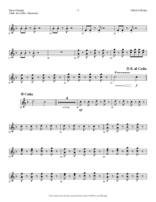 Christ Is Risen (Choral Anthem SATB) Bass Clarinet (Lifeway Choral / Arr. Dennis Allen)