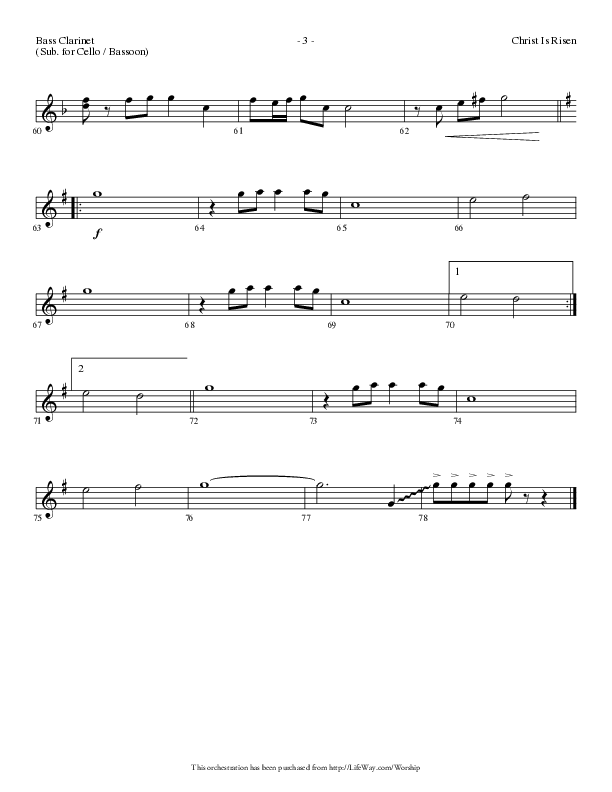 Christ Is Risen (Choral Anthem SATB) Bass Clarinet (Lifeway Choral / Arr. Dennis Allen)