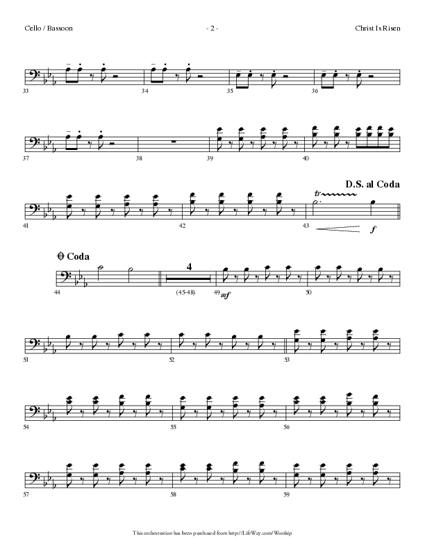 Christ Is Risen (Choral Anthem SATB) Cello (Lifeway Choral / Arr. Dennis Allen)
