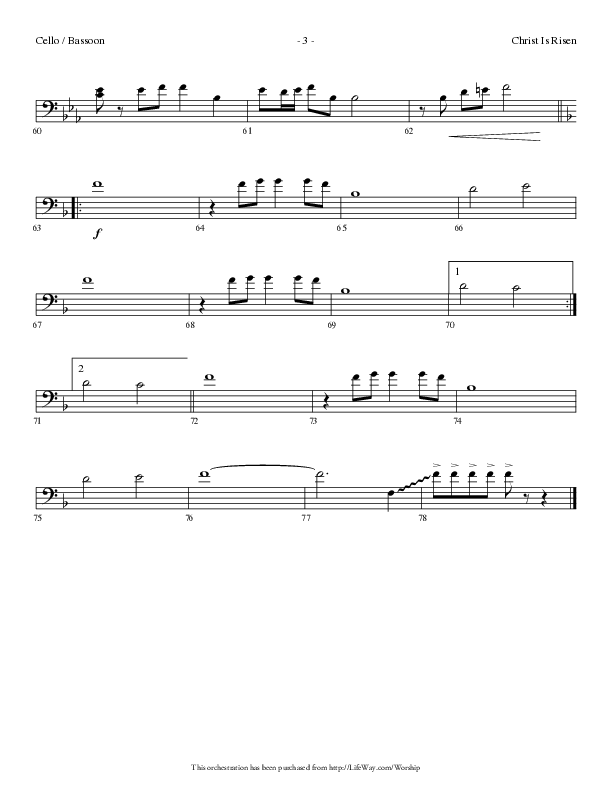 Christ Is Risen (Choral Anthem SATB) Cello (Lifeway Choral / Arr. Dennis Allen)