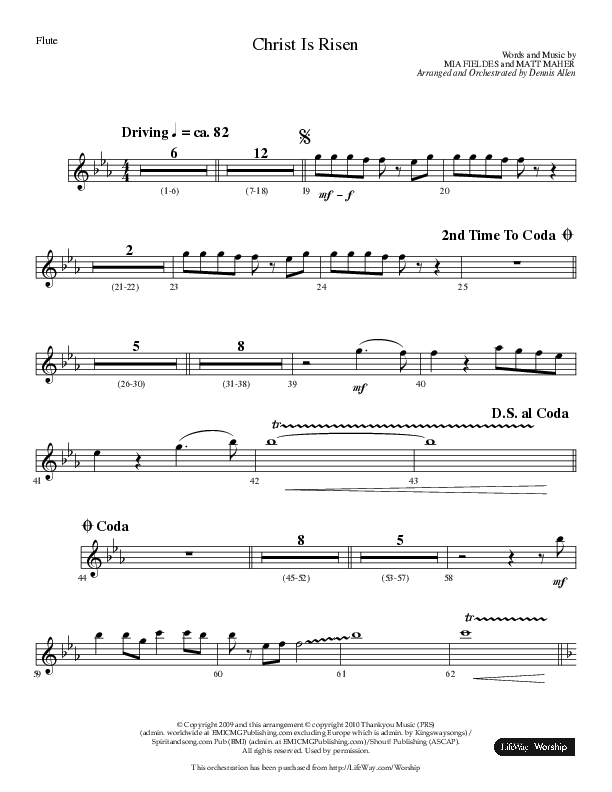 Christ Is Risen (Choral Anthem SATB) Flute (Lifeway Choral / Arr. Dennis Allen)