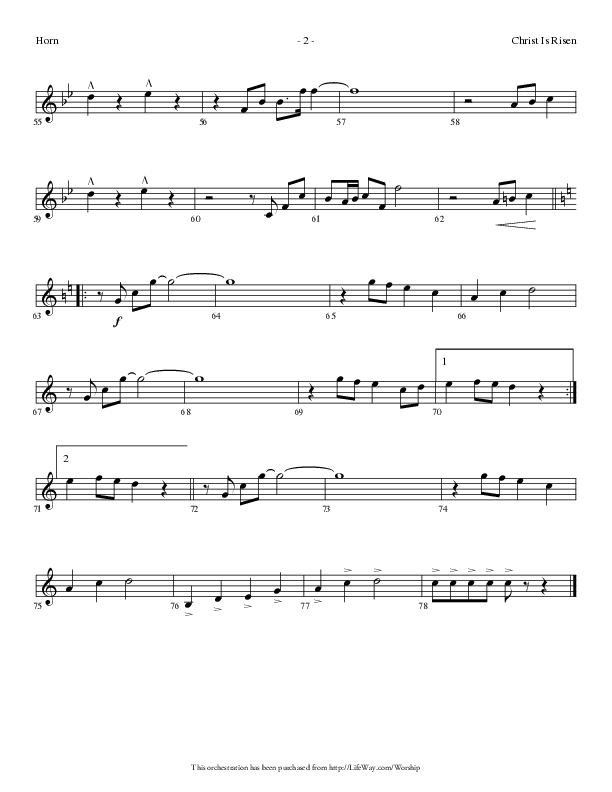 Christ Is Risen (Choral Anthem SATB) French Horn (Lifeway Choral / Arr. Dennis Allen)