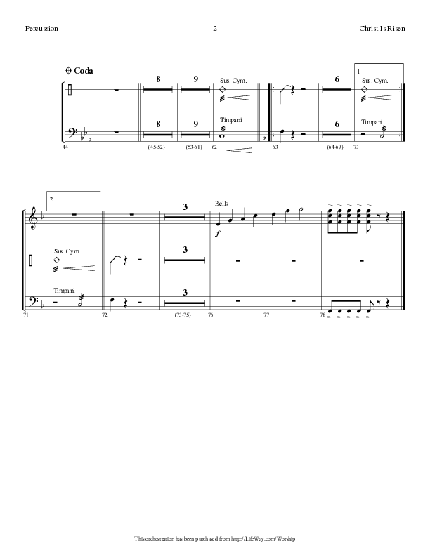 Christ Is Risen (Choral Anthem SATB) Percussion (Lifeway Choral / Arr. Dennis Allen)